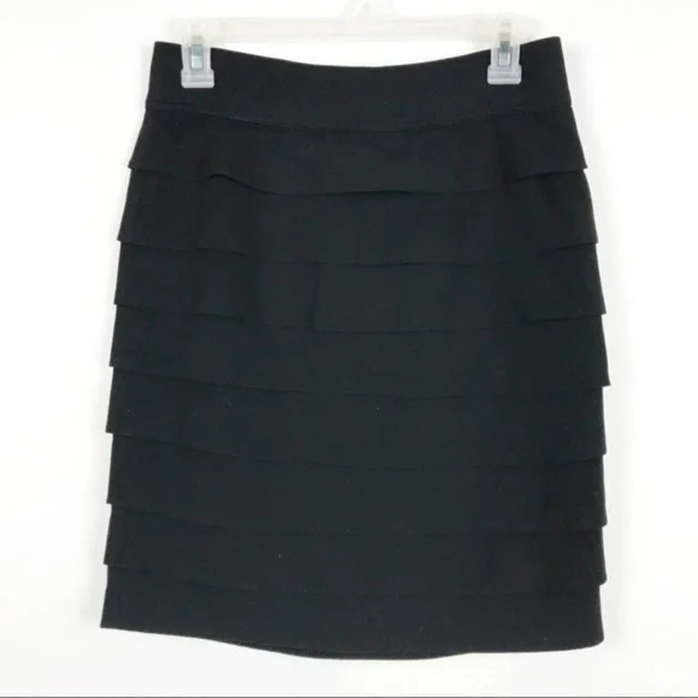 Alfani Petite Black Tiered‎ Mini Skirt Back Zip Office Party Chic 2P